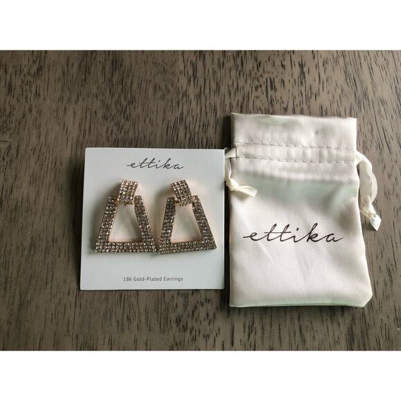 Ettika 18k Gold Plated Pyramid Crystal Earrings - Picture 2 of 3